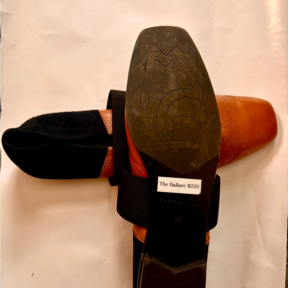 M. Gemi Italian Leather Ballare Two-Tone Tan Flats - Picture 5 of 6